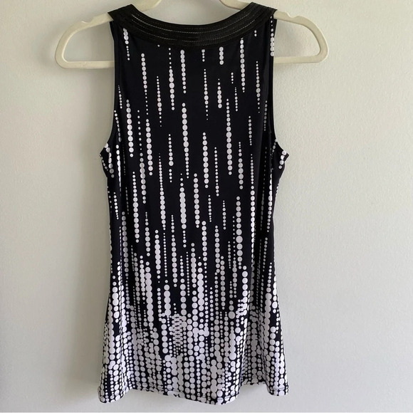 WHITE House Black Market Black and White Polka Dot  V-Neck Tank Top Size S - Picture 3 of 9